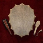 Large Oval Drum - natural, metal-curl-handle - front