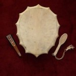 Large Oval Drum - painted, wood-Y-handle - front